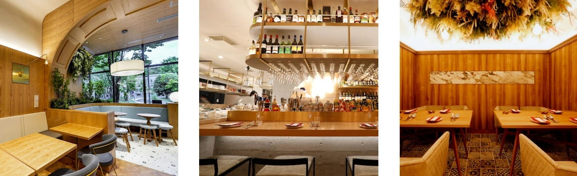 カラフルでオシャレ、ラグジュアリー感も両立させた店内